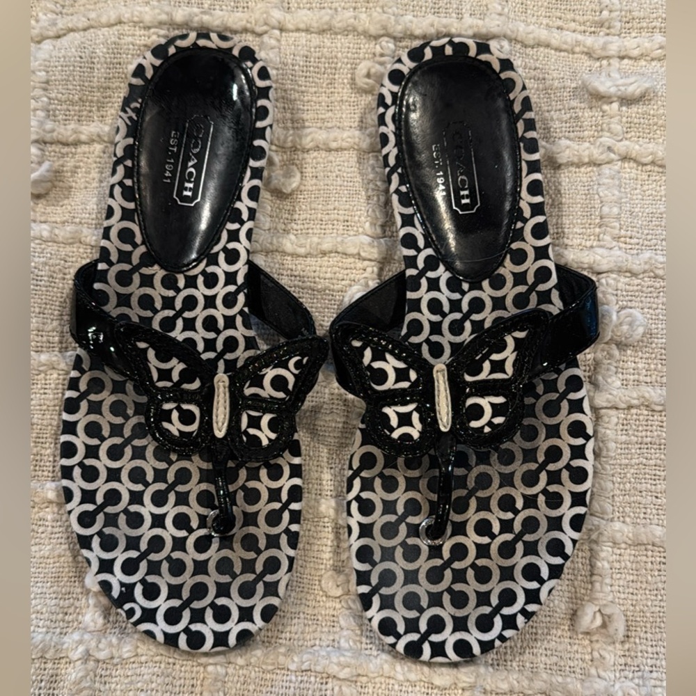 Women’s Coach Butterfly Sandals Shoes Black & White